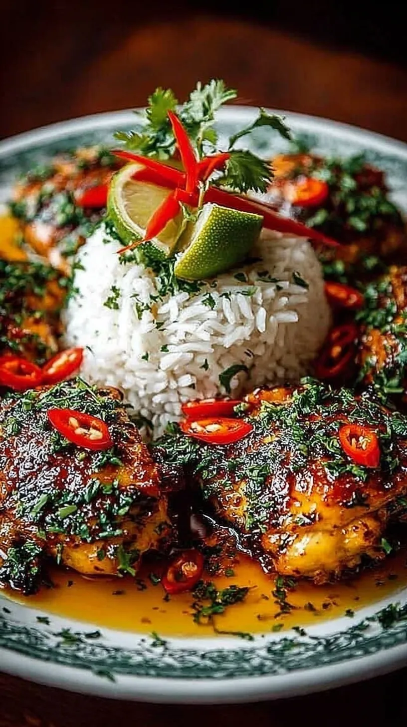Pan-seared chicken bites coated in a glossy maple glaze served over fluffy white coconut rice with green onions