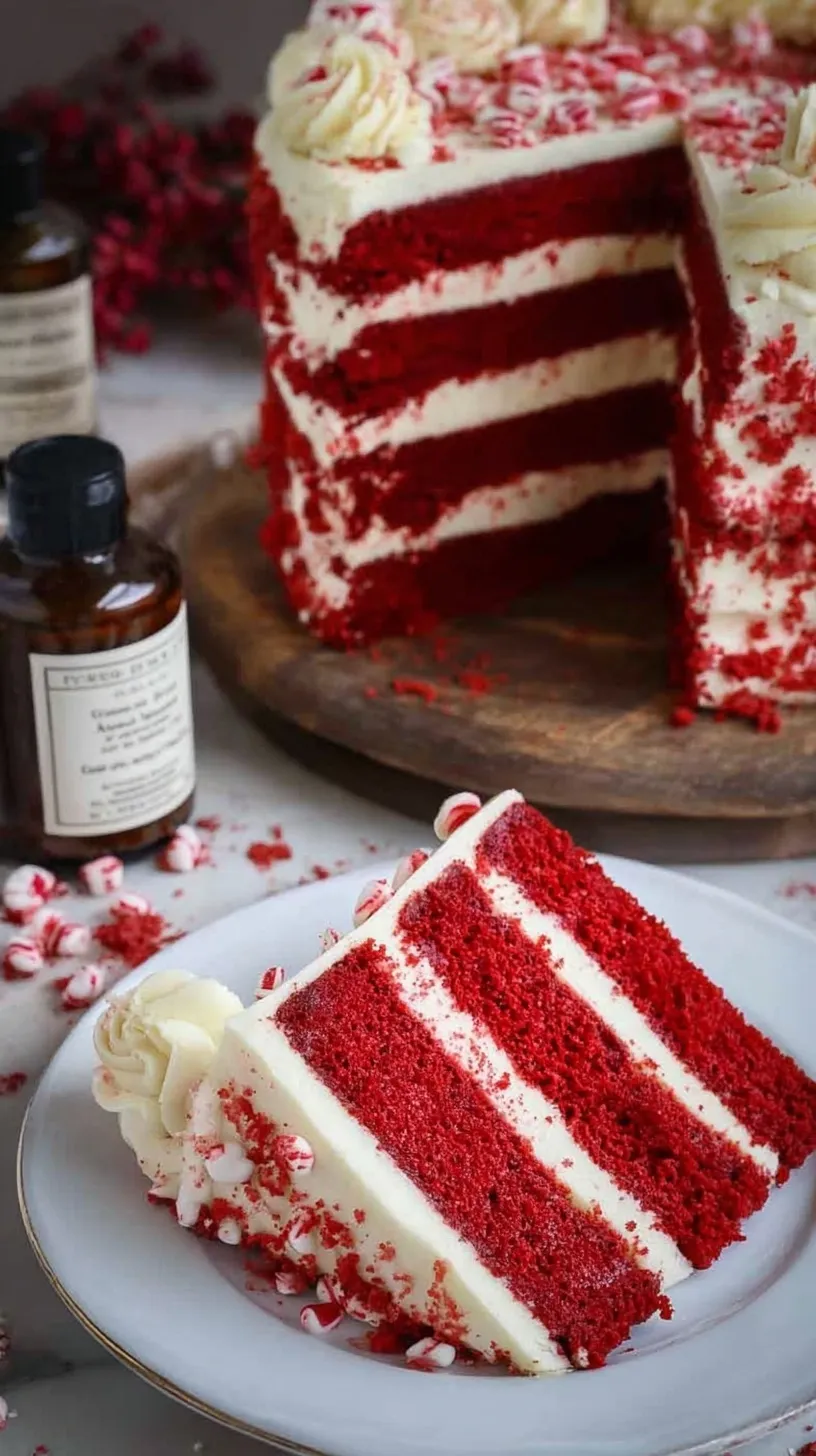 A two-layer gluten-free red velvet cake with thick cream cheese frosting on a white cake stand.