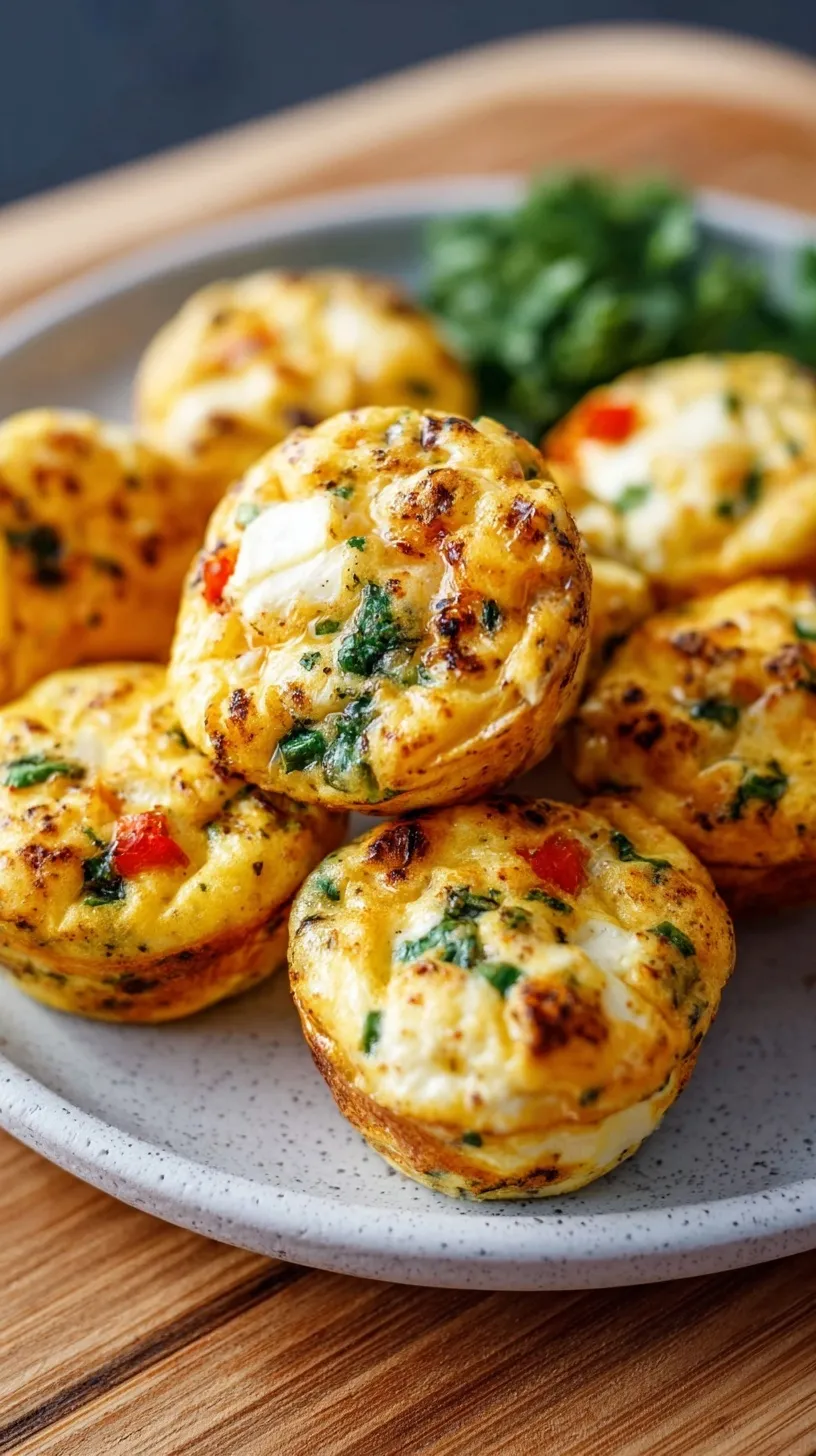 A tray of golden, fluffy high-protein egg bites with spinach and bacon bits