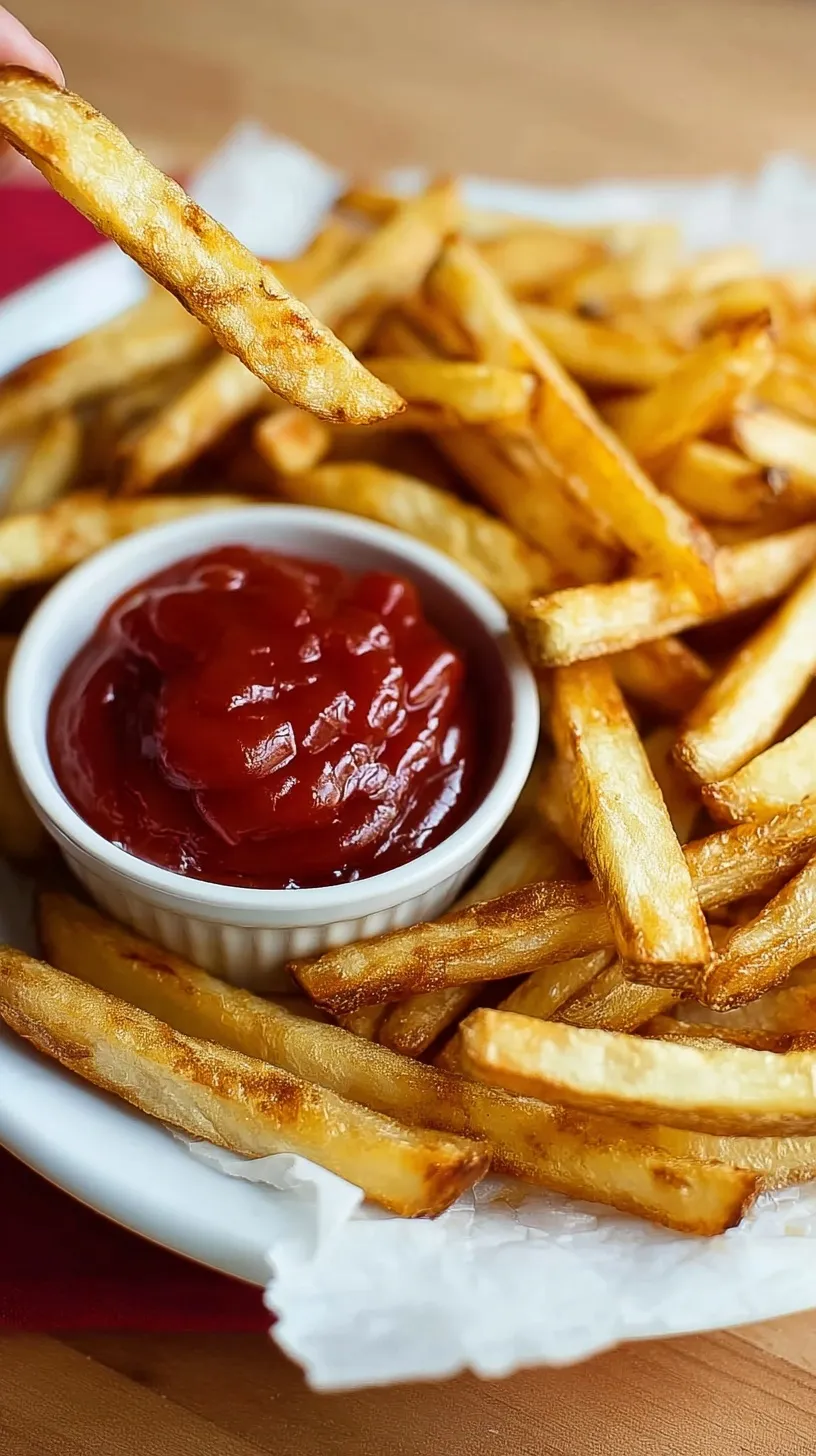 A pile of golden brown, crispy homemade french fries seasoned with sea salt in a bowl.