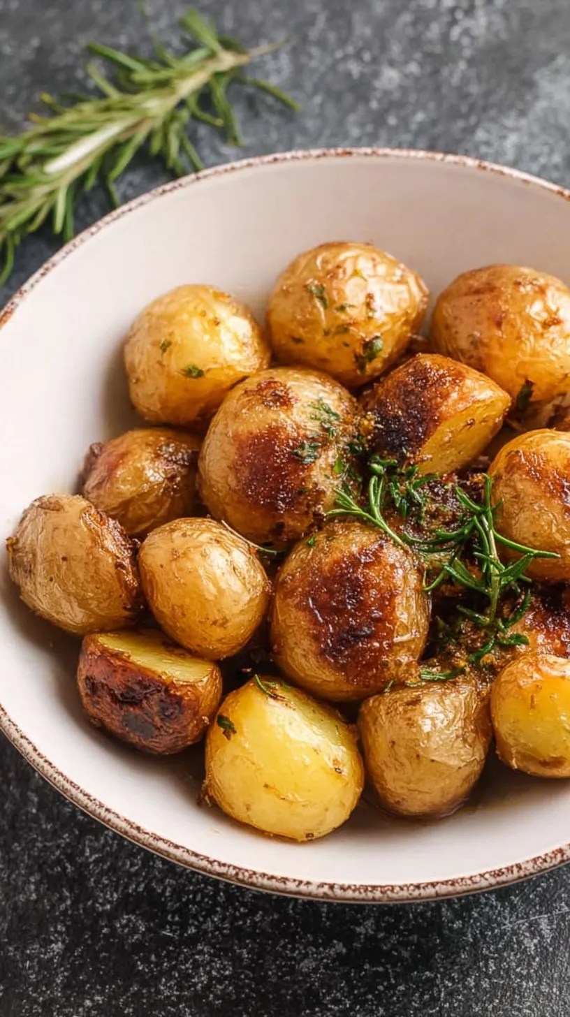 Golden brown crispy roasted potatoes seasoned with rosemary in an Instant Pot