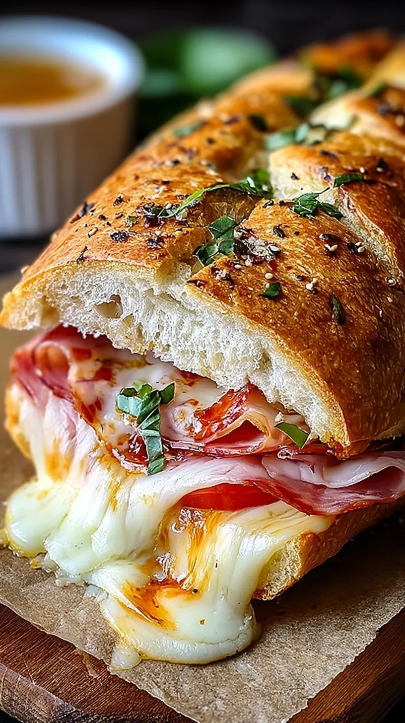 Four hot toasted Italian sub sandwiches on a baking sheet with melted cheese and fresh lettuce