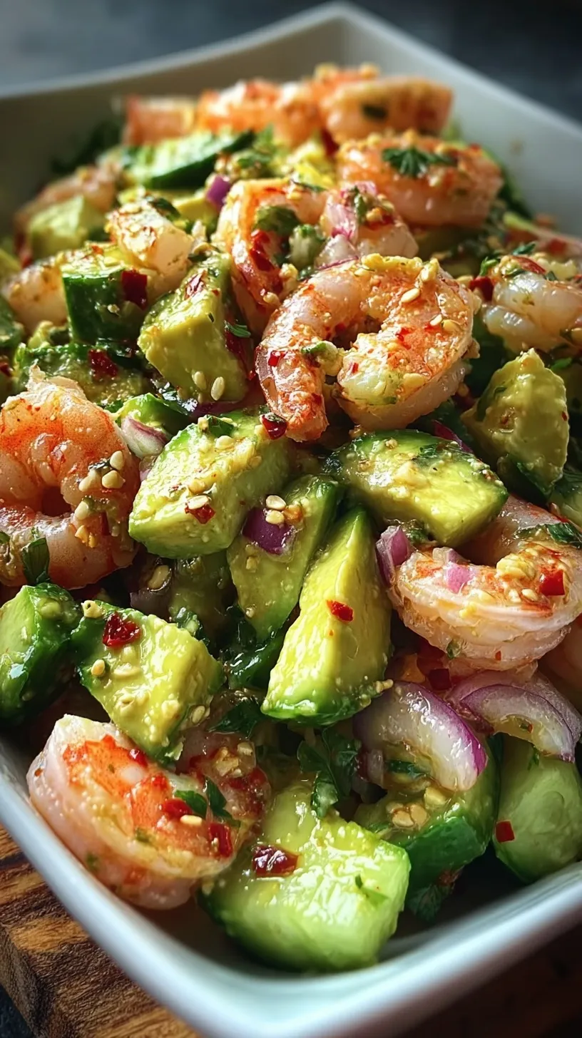 A vibrant Mediterranean Keto Shrimp Salad with pan-seared shrimp, feta cheese, and olives in a white bowl.