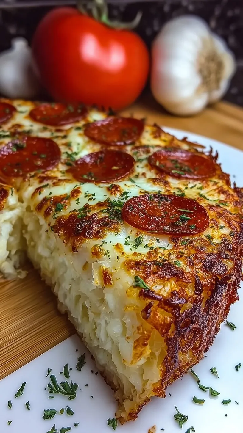 A bubbling pizza style cottage cheese bake in a white dish with melted mozzarella and pepperoni slices