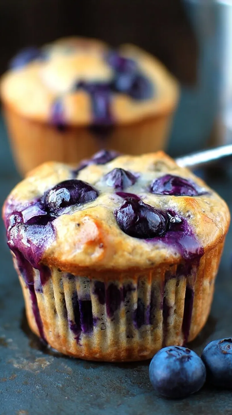 Golden brown blueberry oatmeal muffins filled with fresh berries on a wire cooling rack
