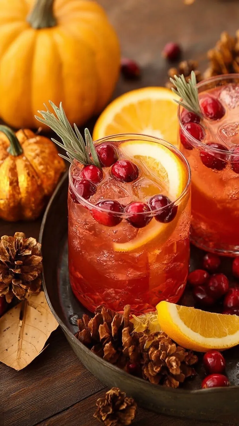 A large punch bowl filled with sparkling Cranberry Orange Prosecco Punch garnished with fresh cranberries, orange slices, and rosemary sprigs.