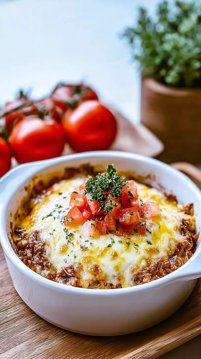 A steaming bowl of whole wheat pasta topped with meat sauce and a dollop of creamy cottage cheese.