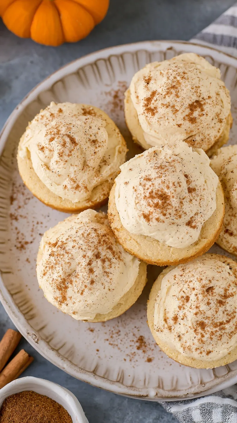 Twelve mini pumpkin cheesecakes in white liners on a cooling rack