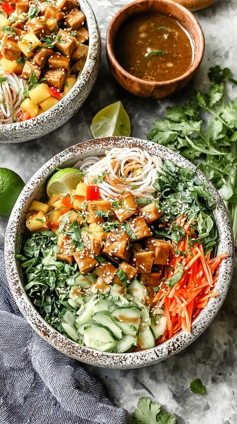 A vibrant Spring Roll Bowl with ground pork, shredded cabbage, and carrots served over jasmine rice